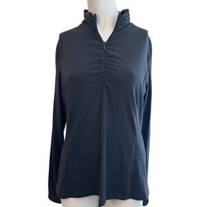 REI Ladies Medium Black 1/4 Zip Jacket Stretch Activewear Pullover